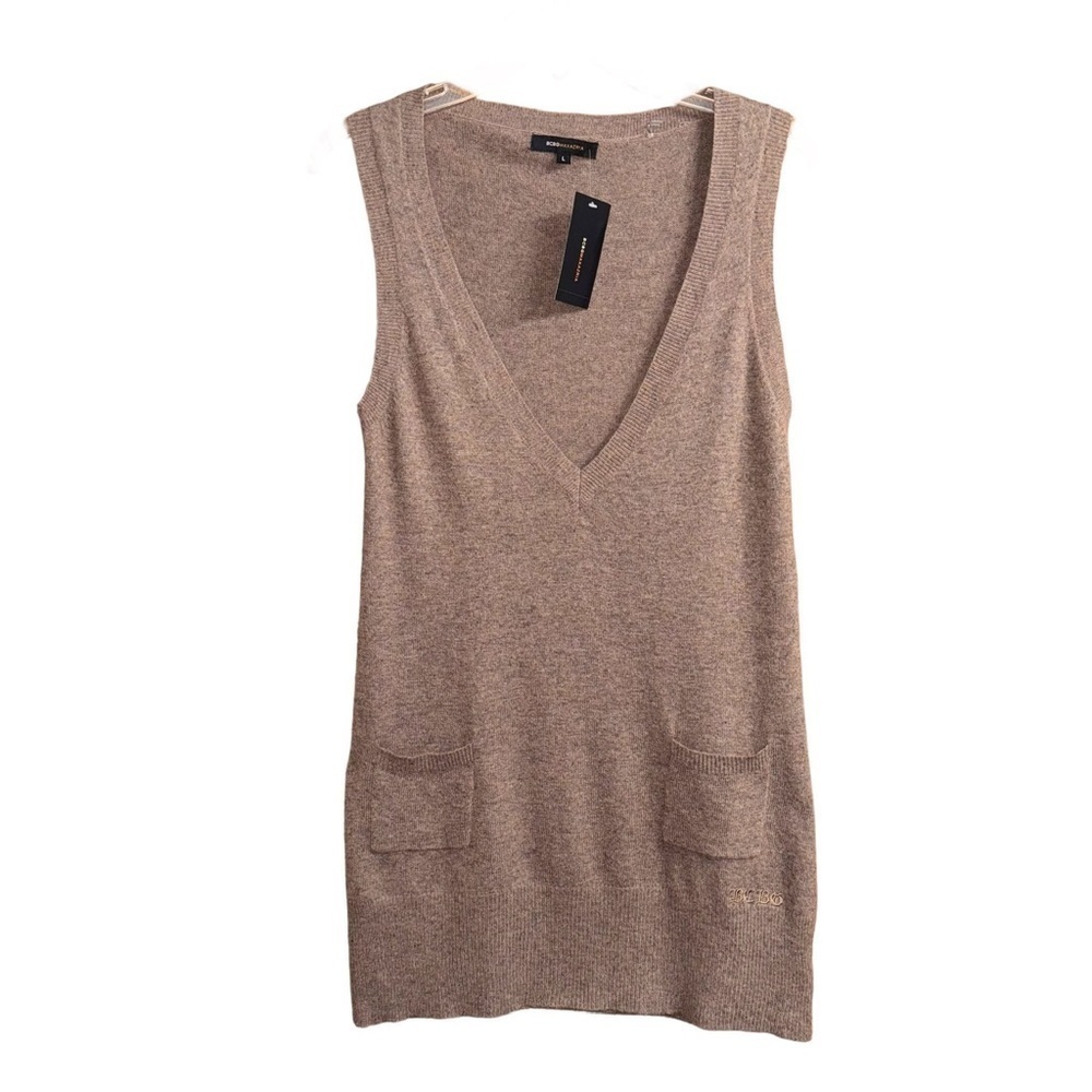 BCBG MAXAZRIA (NWT) Wool Blend, Deep V Neck Sweater Vest, Size Large - Picture 4 of 15